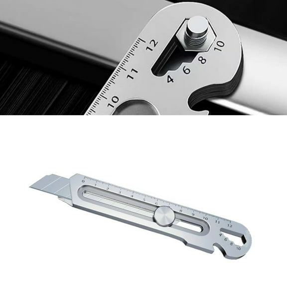Mutipurpose Utility Knife, Heave Duty Full Stainless Steel Retractable Box Cutter Stainless Steel Retractable Box Cutter, Multi-functional Extended Razor Knife for Office, Home,School, 1 Pcs