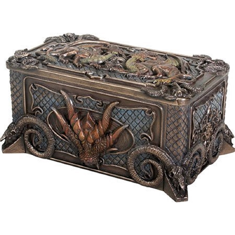 Dragon Chest Jewelry Trinket Box Storage Container Fantasy Home