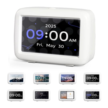 Mitoart Small Digital Alarm Clock for Bedroom with Multiple Alarms and Voice Announcement Time, White
