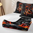 thumbnail image 4 of Feelyou Fire Skeleton S Letter Bed Spread Queen for Men Women, Black Orange Flame Rose Queen Coverlet Set, 3pcs, 4 of 7