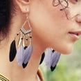 thumbnail image 5 of Feather Earrings for Women Long Vintage Boho Earrings Feather Earrings Black Feather Tassel Earrings Western Bohemian Jewelry for Women, 5 of 5