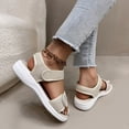 thumbnail image 5 of Womens Sandals Wedge Breathable Open Toe Summer Women's Trendy Solid Color Ankle Strap Women Footwear Comfortable Walking Beach Sandals for Women Beige 6, 5 of 9