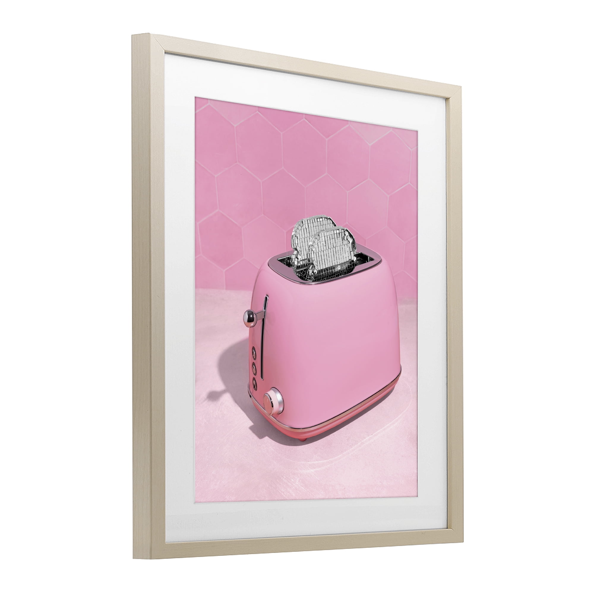 Stupell Industries Disco Toaster over Pink Birch Framed Print Under Glass, design by LISH Creative