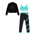 thumbnail image 4 of iiniim Kids Tracksuit Girls Sport Crop Tank Top with Athletic Leggings and Long Sleeve Jacket Blue Green 16, 4 of 5