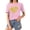 Pink, variant on Giftesty Blouses for Women Dressy Casual Women's Baseball Sport Printed T-shirt with Round Neck and Short Sleeved Top