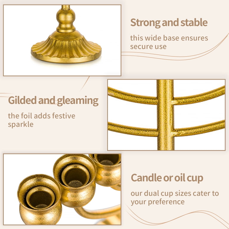 Sziqiqi Gold Plated 9-Branch Hanukkah Menorah photo 2