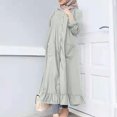 thumbnail image 2 of Women's Button Down Shirts Long Dress Long Sleeve Solid Casual Loose Blouses Dress Fashion Ruffle Dress with Pockets, 2 of 7