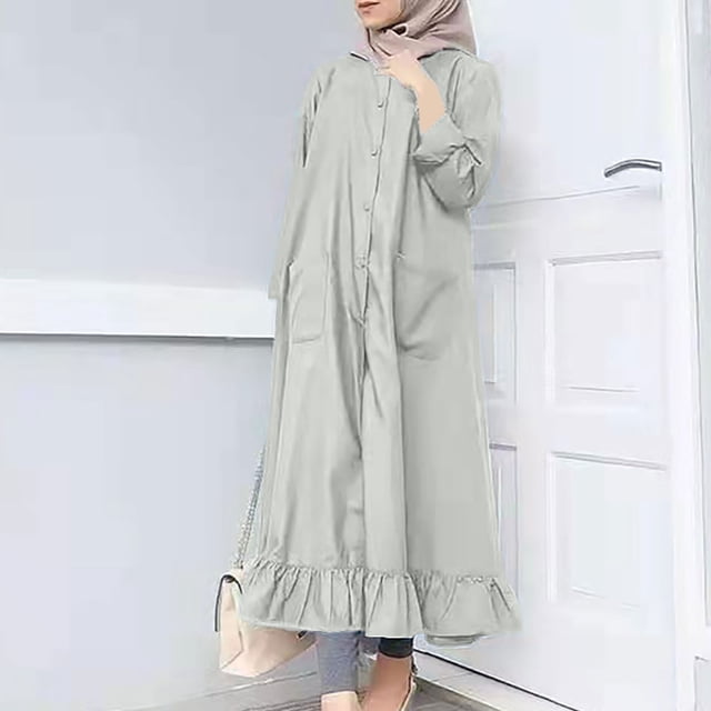 Bescita Femmes Col Rond en Vrac Manches Longues Solide Cheville-Robe Balançoire Robe Longue Vente de Dégagement