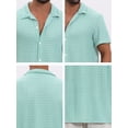 thumbnail image 7 of DARING DIVA Men's Casual Knitted Hollow Out Short Sleeve Shirt XL Light Blue, 7 of 7