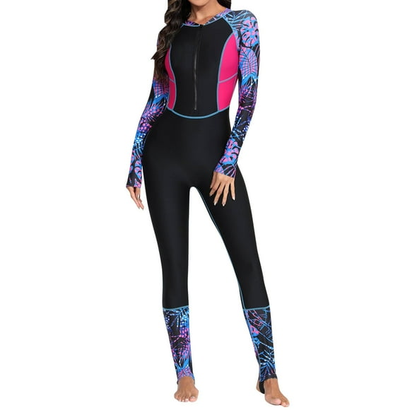 Cathalem Women Short Sleeve Surfing Swimsuit Swim Shirt One Piece Bathing Suit Swimsuit,Hot Pink L