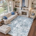 thumbnail image 2 of Roxstand Washable Rugs 10x14, Abstract Distressed Area Rugs for Living Room, Non Slip Accent Bedroom Rug (10'x14', Blue), 2 of 11