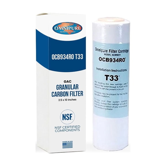 OCB934RO T33 GAC Granular Carbon Filter 2.5" x 10", Healthy Living Filtration Level
