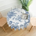 thumbnail image 2 of Spring Tablecloth 60 Inch Round, Blue Watercolor Flower Table Cloth, Chinoiserie Floral Tablecloths Polyester Fabric Farmhouse Decorative for Spring Home Kitchen Dining Party, 2 of 6