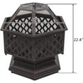 thumbnail image 3 of Outdoor Hex-Shaped Fire Pit with Cover, Portable Wood Burning Firepit Outside, 22" Metal Bonfire Fire Pits with Mesh Lid and Poker for Backyard Heating, Camping, Patio, Beach, Garden,Picnic, 3 of 5