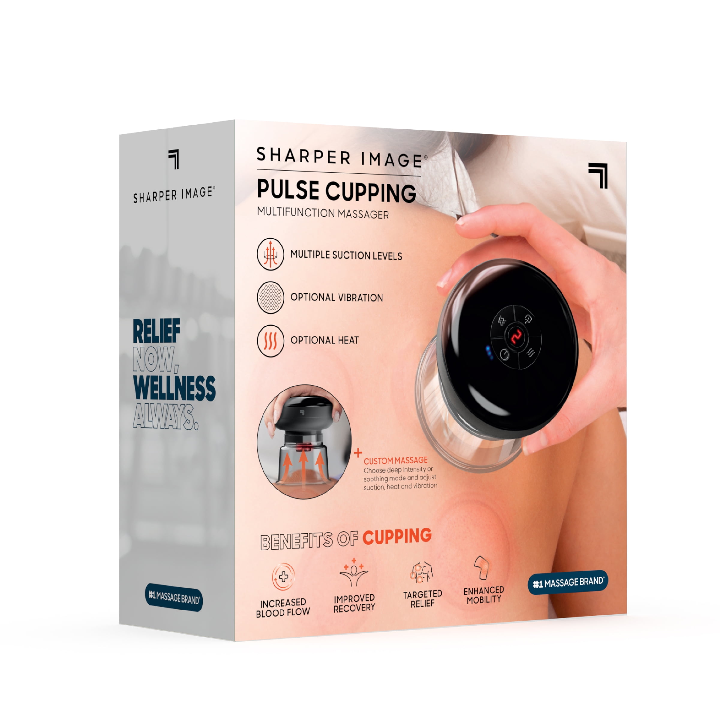 (2 pack) Sharper Image® Pulse Cupping Multifunction Massager, Includes 2 Cups, Air Filters, & USB-C Cable