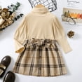 thumbnail image 3 of 3T Toddler Baby Girls Clothes Baby Girls Outfits 3-4T Baby Girls Long Sleeve Highneck Sweater Top Plaid Skirt 2PCS Set Apricot, 3 of 7