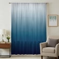 thumbnail image 2 of Navy Blue Ombre Semi Sheer Curtains Drapes for Living Room, Bedroom, French Doors Window 45 Inches Long, Contemporary Gradient Abstract Art Rod Pocket Chiffon Curtain Drapery Voile Draperies Panel, 2 of 8