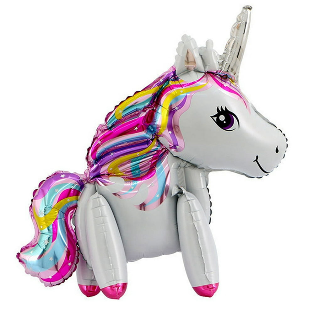 4 Pack 3D Unicorn Balloons Walking Animal Balloons Aluminum Foil