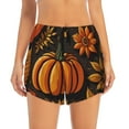 thumbnail image 2 of KLL Autumn Pumpkin Leaves Pattern Shorts Women,Athletic Shorts High Waisted Running Shorts Pocket Sporty Short Gym Elastic Workout Shorts-X-Large, 2 of 7