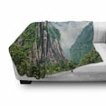 thumbnail image 3 of Mountain Soft Flannel Fleece Throw Blanket, Majestic Slim Mountains Rocks in Clouds South Chinese Nature, Cozy Plush for Indoor and Outdoor Use, 60" x 80", Green Brown White, by Ambesonne, 3 of 6