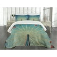 thumbnail image 3 of Ambesonne Vintage Quilted Bedspread Set 3 Pcs, Ferris Wheel Fun Retro, King Size, Blue, 3 of 5