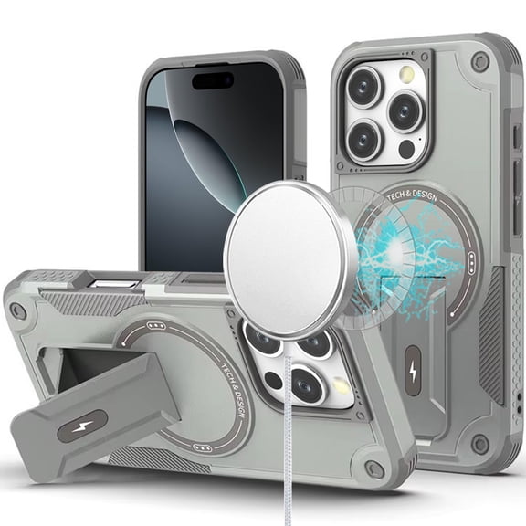 For iPhone 16 PRO MAX Case Magnetic Circle Grip Kickstand Cover Tempered Glass