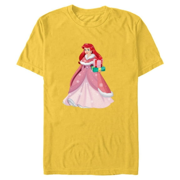 Disney Princess The Little Mermaid Ariel Christmas Gown - Short Sleeve Blended T-Shirt for Adults - Customized-Yellow