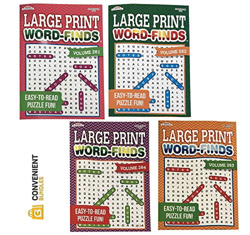 Word Search Puzzle Book Bundle Seniors 6-Pack Bundle Easy-to-Read Large Print Women Adults 80 Challenging Searching Games Each Men Less Eye Fatigue & Strain KAPPA 