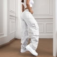 thumbnail image 3 of Dwellite Baggy Womens Cargo Pants High Waisted Open Leg Pants Hiking Lightweight Streetwear Trouser with Multiple Pockets White 3XL, 3 of 4