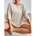 thumbnail image 5 of Womens Two Piece Lounge Sets Long Sleeve Knit Pullover Tops Wide Leg Pants Fall Pajamas Sets, 5 of 7
