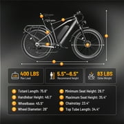 Jasion EB5 MAX Electric Bike for Adults, 750W Electric Mountain Bike with 48V 15Ah Battery, 26 Fat Tire Off-Road Ebike, 28MPH Shimano 7 Speed Bicycle UL2849