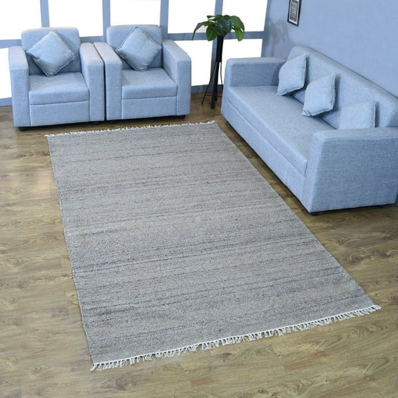 RUGSOTIC CARPETS HAND WOVEN FLAT WEAVE KILIM COTTON & POLYESTER ECO-FRIENDLY AREA RUGS - 3'x5', Rectangle, Beige, Plain Solid Design, Low Pile Handmade Area Rugs for Living Room, Bed Room (DCP111)