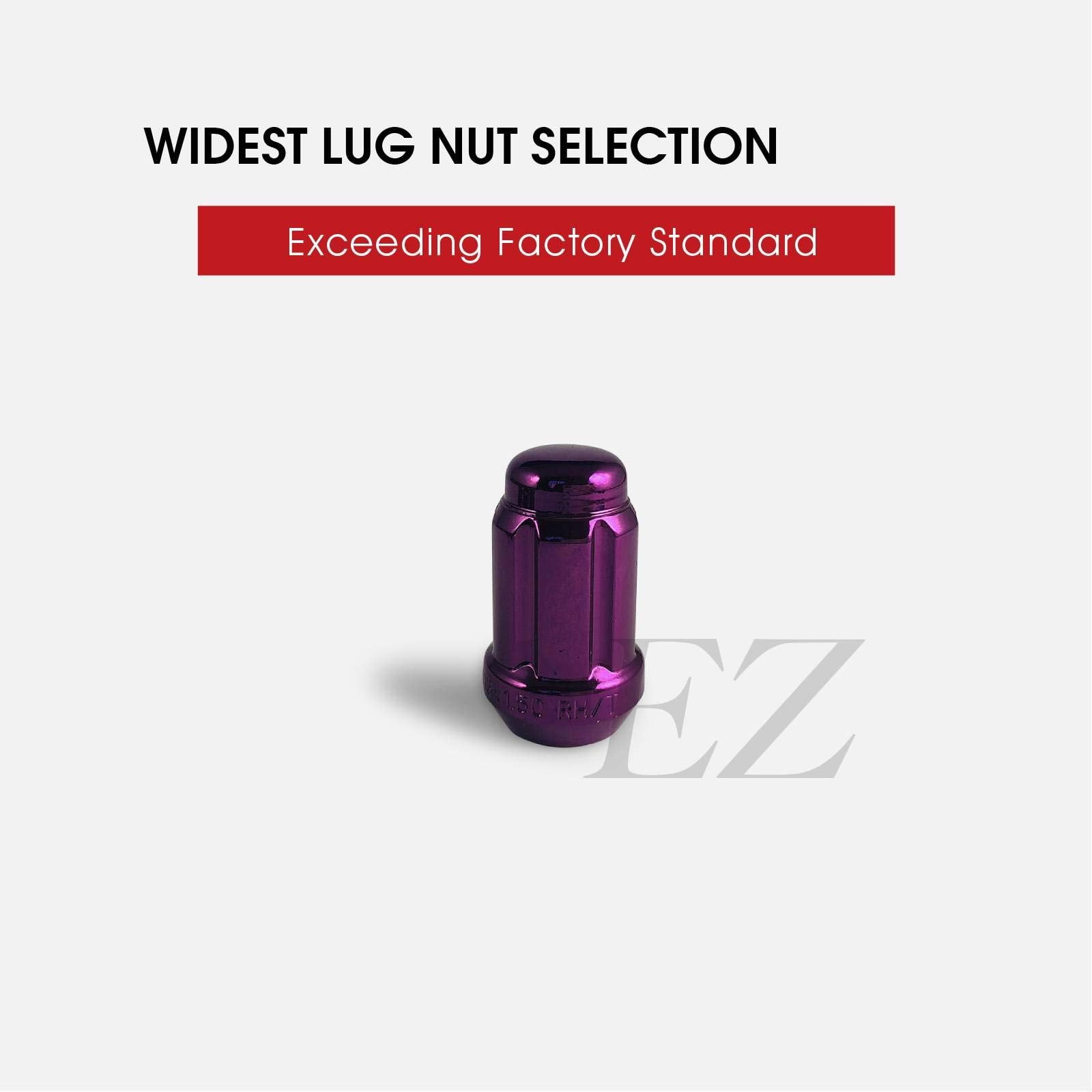 24 Purple Spline Drive Small Diameter Acorn 1/2" Purple Lug Nut Kit with Key