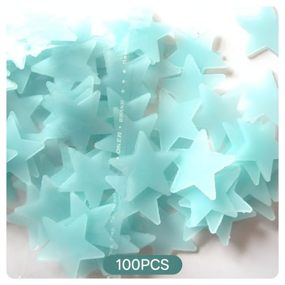 LAMIRO 100Pc Kids Bedroom Fluorescent Glow in the Dark Stars Wall Stickers Blue,A Pack of 100 Glow in the Dark Stickers Blue