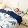 thumbnail image 3 of jejeloiu Bohemian Whale Art Twin Comforter Sets,Swirly Pattern Print Bedding Set For Boys,White Blue,Navy Blue Reversible,2 Pieces,1 Comforter and 1 Pillowcase, 3 of 7