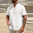 thumbnail image 1 of pstuiky camisas de hombre de manga larga, Camisas de manga larga con cuello alto y botones sólidos para hombre Tops de talla grande para hombre xxxl, 1 of 7