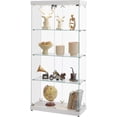 thumbnail image 4 of Holaki 4-Tier Glass Display Cabinet, 2 Doors Large Curio Display Cabinet with 2 Lights and & 2 Lock, Floor Standing Tempered Glass Showcase with 4 Wheels for Bedroom, Living Room or Office - White, 4 of 9