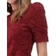 thumbnail image 5 of INSPIRAR CHIC Blusa de Encaje Floral de Cuello Alto con Mangas Cortas Abullonadas Elegante Blusa de Encaje para Mujeres Talla M Rojo Oscuro, 5 of 6