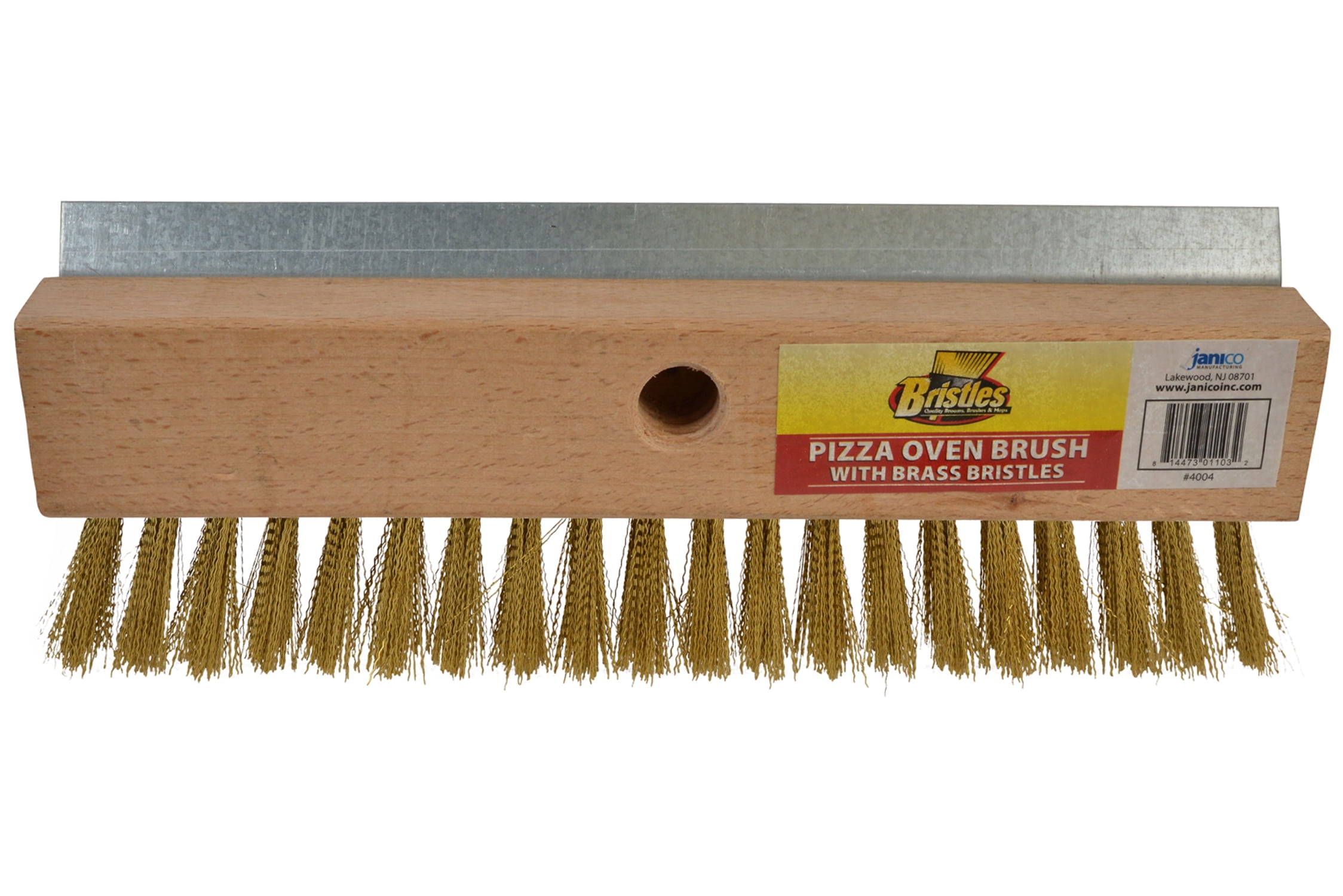 Top Quality Pizza Oven Brush Wood Handle 30" Inch Brass Bristles & Steel Scraper 