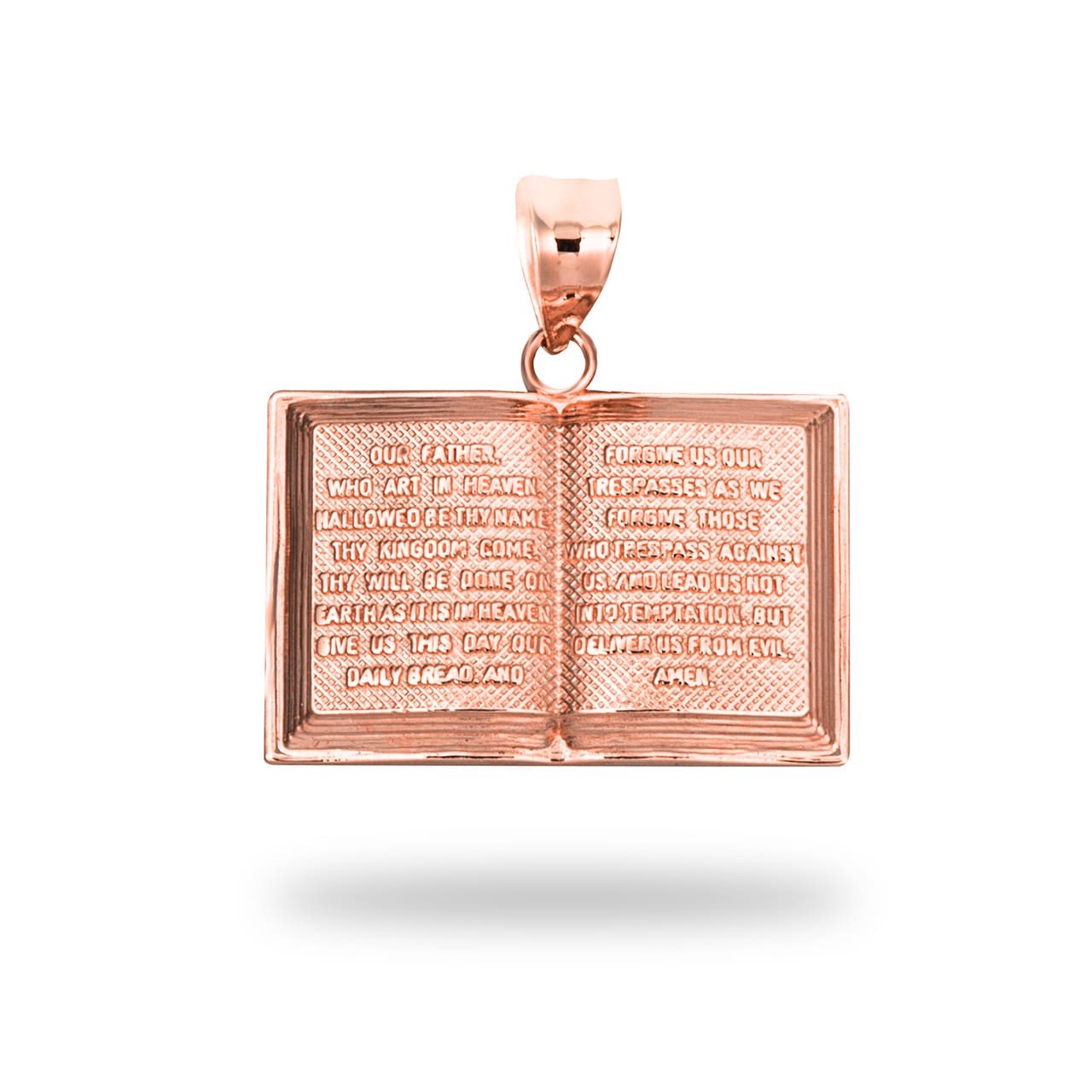 Solid Gold Religious Holy Bible Lord s Prayer (10K Rose Gold Pendant)