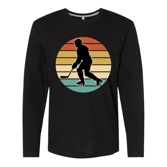 Inktastic Hockey Player Retro Sunset Long Sleeve T-Shirt