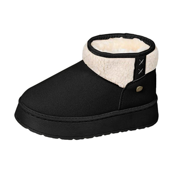 YLYL Women's Snow Ankle Booties Warm Fur Lined Round Toe Thick Sole Slip on Casual Winter Boots