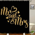 thumbnail image 3 of 4PCS Mr Mrs Shower Curtain Sets with Rugs, Waterproof Fabric Black Shower Curtain, Bridal Lover Couple Romantic Wedding Anniversary Engagement Love Heart Gold Glitter Words Mr and Mrs Bathroom Decor, 3 of 7