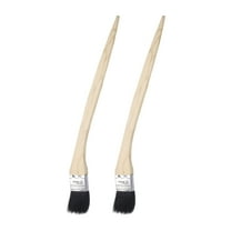 Uxcell 2pcs Bent Radiator Paint Brush 1.5" Width Curved Paint Soft Bristle Brushes with Long Wood Handle for Wall