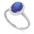 thumbnail image 2 of Diamond-Capitals 2.15 Carat Oval Shape Blue Sapphire Gemstone & Genuine Diamond Trendy Anniversary Ring for Women 14K White Gold Size 8, 2 of 7