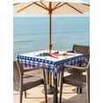 thumbnail image 2 of Outdoor Tablecloth with Umbrella Hole and Zipper, Independence Day Square Table Cloth 60x60 Inch Waterproof Tablecloth, Red Blue Patriotic Star Stripes Plaid Picnic Table Cover for Patio Camping, 2 of 7