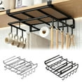 thumbnail image 4 of No Hole Under Cabinet Organizer - Multifunctional Stainless Steel Mug/Paper Towel Holder & Chopping Board Hooks,White, 4 of 4