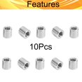 thumbnail image 4 of HUGFEGWE Round Connector Nuts Threaded Sleeve Rod Coupling Nut for Connect Two Threaded Shafts 10PCS CJB91-25823, 4 of 5
