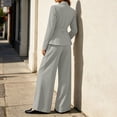 thumbnail image 6 of MLCDZ Women's 2 Piece Business Casual V Neck Long Sleeves Suit Set Blazer and High Waisted Wide Leg Loose Pants Dressy Work Office Outfits for Women, 6 of 9