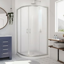 DreamLine Prime 38 in. x 74 3/4 in. Semi-Frameless Frosted Glass Sliding Shower Enclosure in Brushed Nickel with White Base Kit